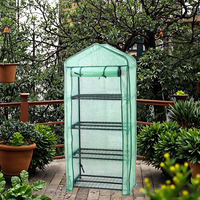 Serre de jardin d'intérieur/extérieur à 4 niveaux, mini-serre portable pour plantes avec couverture en PE, fabriquée en polyéthylène et en fonte