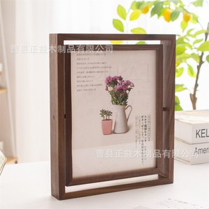 Rotatable <b>Black</b> Walnut Wood <b>Photo</b> <b>Frame</b> 8x10 Vertical Handmade Tabletop Decor For Living Room Bedroom Study - Product Image 2