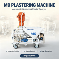 Station de plâtrage automatique chinoise 380V M9 avec stator, rotor, pistolet de pulvérisation, tuyau, boule de nettoyage et accessoires pour machine à plâtrer