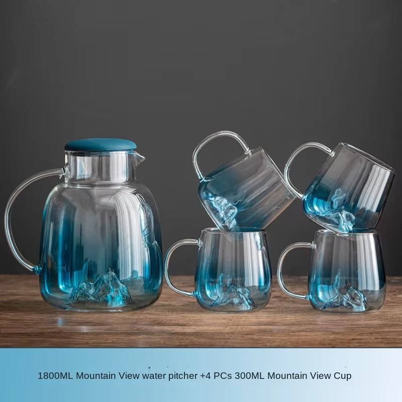 Gradient Blue-1 kettle + 4 cups (gift box set)