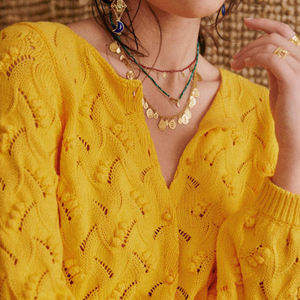 Cardigan Corto da <span class=keywords><strong>Donna</strong></span> Bianco con Maniche Lunghe Traforate all'Uncinetto, Produzione Personalizzata - Product Image 6