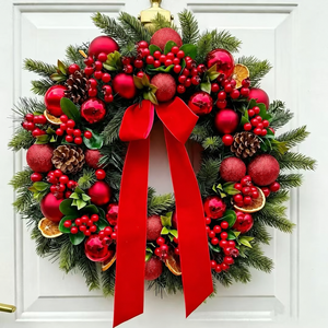 LINGKAI Mixed Style in Stock Christmas Wreath Multiple Designs <b>Xmas</b> Front Door Wreath Holiday Home <b>Decor</b> Fast Shipment - Product Image 1