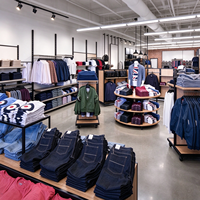 Portant à vêtements pour magasin, noir, avec poteaux à fentes, étagère en bois, rail de suspension, table de présentation ronde, CE ETL, vente en gros