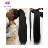 Populaire 140g 34 pouces Possédant Natural Grace Long Style Wrap Around Yaki Fiber Synthétique Ponytails pour les femmes