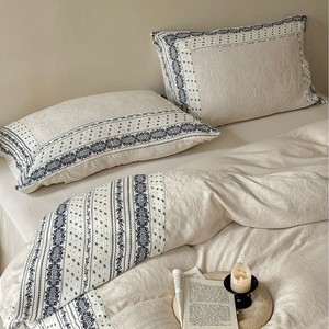 Juego de Edredón Jacquard Teñido con Hilo de Estilo Europeo Vintage, Mezcla de 80% Algodón y 20% <span class=keywords><strong>Lino</strong></span>, Decoración para Dormitorio, Oeko-Tex, Alta Gama - Product Image 2