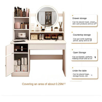Meuble de chambre à coucher de style moderne européen, table de maquillage avec miroir LED pleine longueur et tiroirs