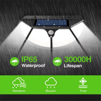 Lampe murale de sécurité extérieure super lumineuse à 102 LED blanc chaud, étanche, avec détecteur de mouvement, solaire, pour jardin, garage, IP65, DC 270