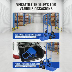 Carrello Manuale Industriale Saliscale Pieghevole da 200 kg con 6 Ruote, Manico Telescopico, Carrello Portatile per Trasporto - Product Image 5