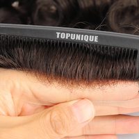 TOPUNIQUE TUL01 130% Densité Toupet Couleur Naturelle Base Hybride Dentelle Peau Bonne Respirabilité Cheveux Vierges Grade Délié Réaliste