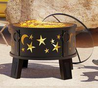 Brasero rond en acier de 26 pouces pour extérieur, avec grille de barbecue, écran anti-étincelles et pioche, idéal pour jardin, patio, camping et feux de camp