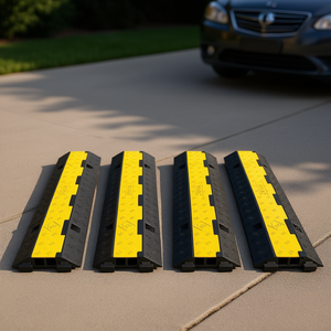 Rampa Reductora de Velocidad de 2 Canales, Protector de Cables de Goma, Capacidad de Carga de 11000 Libras, Control de Tráfico para Entradas de Vehículos, Juego Modular de 4 Unidades - Product Image 2