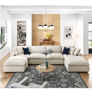 Canapé modulaire bon marché canapé-lit personnalisable en tissu nuage toute combinaison de meubles de salon sectionnels en forme de U au design moderne - Product Image 6