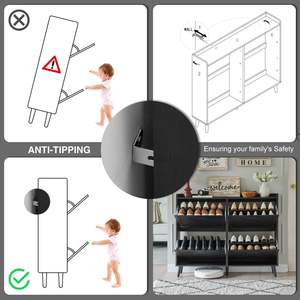 Meuble à chaussures moderne et élégant pour l'entrée, en bois, avec rangement en MDF - Product Image 5