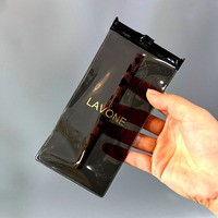 Sac de rangement transparent en PVC noir pour bijoux et cosmétiques, mini pochette zippée en plastique pour colliers et bagues