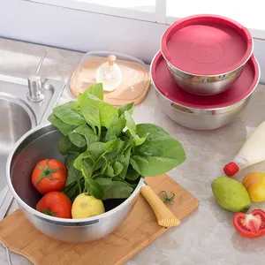 Wholesale High Quality Household Polished Mirror Non-Slip Bottoms Stainless Steel Mixing Bowl For Salad Fruits Egg Cream