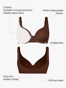 Reggiseno Waistdear all'ingrosso senza cuciture, traspirante, push-up, con ferretto, scollo a V profondo, mezza coppa, spalline regolabili, non imbottito, per donna, uso quotidiano - Product Image 6