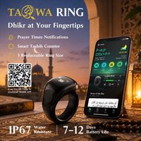 Bague connectée Zikr avec compteur de tasbih, 5 alarmes de prière, application Bluetooth, bouton CNC, étanche IP67, dispositif portable musulman