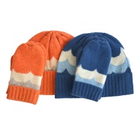 Bonnet d'hiver pour bébé en pur cachemire, mignon et doux pour la peau, ensemble de gants personnalisé pour enfants, bonnet d'extérieur en tricot uni et chaud pour l'extérieur