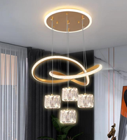 Lustre moderne en fer et cristal pour restaurant, salle à manger, bar, escalier, éclairage LED dimmable de luxe