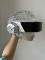 Masque géométrique en forme d'éléphant, masque de tête d'éléphant en miroir facetté argenté et doré pour spectacle sur scène