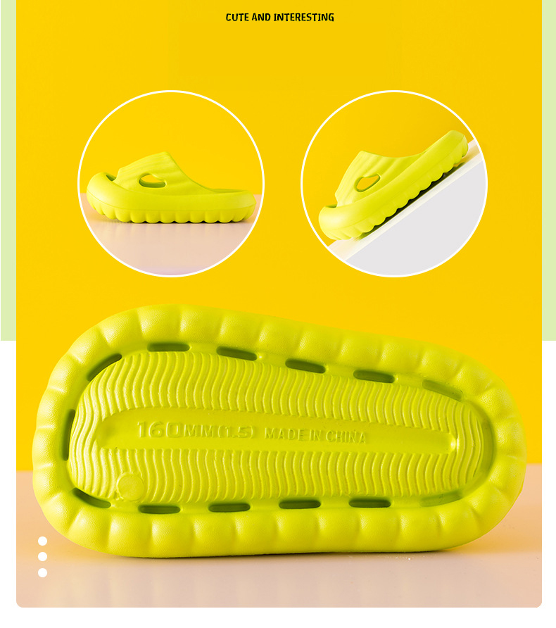 Kids Home Slide Slippers Solid Color Covered Head Thick Sole Non-slip Bathroom Indoor Slippers