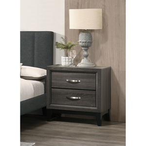 Rustic Grey <b>Oak</b> Nightstand 2 <b>Drawers</b> Solid Wood <b>Bedside</b> Table Storage <b>Drawer</b> Unit - Product Image 5