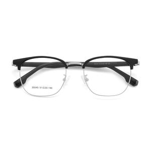 Lunettes de vue ovales demi-cerclées pour hommes Danyang 35045, verres en résine anti-UV, montures en alliage, style business décontracté - Product Image 1