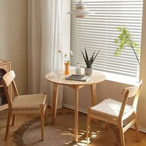 Chaise de cuisine de style scandinave avec <span class=keywords><strong>pieds</strong></span> en bois naturel et assise tressée à la main - Product Image 4