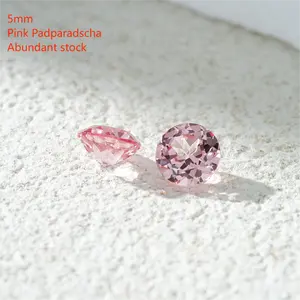 5mm Round Cut Lab Colorful Gemstones Wholesale Starsgem Factory Price Loose Gemstone Pink Padparadscha Sapphire