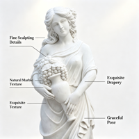 Statue de déesse des quatre saisons en pierre naturelle d'extérieur, sculpture féminine polie à la main pour la décoration de cour