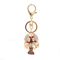 Nouveau porte-clés creux en forme de langouste, accessoires DIY, bijoux en cristal et strass, thème homard des Bahamas