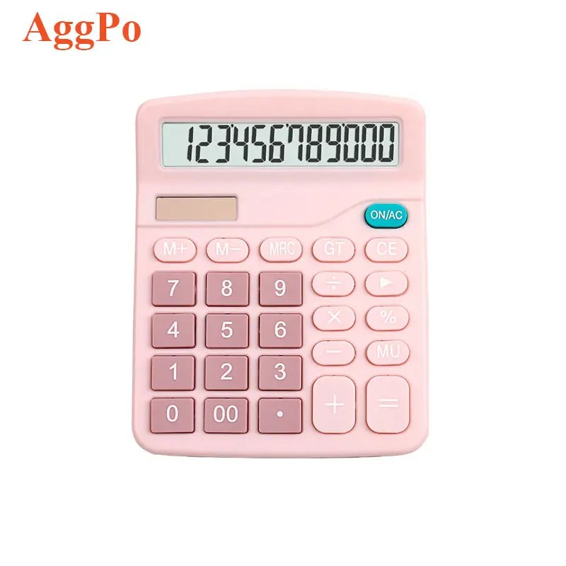 Калькулятор офисного стола-Настольный калькулятор 12-значный с большим ЖК-дисплеем и чувствительной кнопкой, солнечная батарея и двойное питание