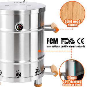 Vertical Charcoal Barrel Smoker Stainless Steel With Adjustable Air Vent Hanging Hooks Thermometer Outdoor <strong>Grill</strong> - Product Image 4