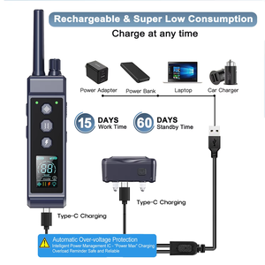 पालतू प्रशिक्षण कॉलर रिमोट रिचार्जेबल वाटरप्रूफ इको-कॉलर डॉग शॉक/वाइब/बीप मोड एलईडी लाइट नाइट ट्रैकिंग - Product Image 3