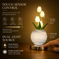 Lampe de table LED portable USB rechargeable pour vase à fleurs, avec variation de couleur et effet de défilement, design moderne pour bureau, chevet, fêtes et Noël