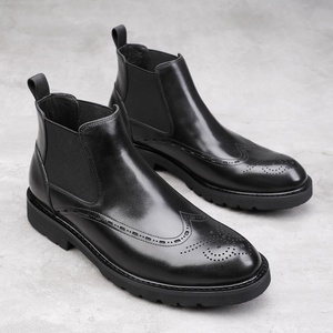 Bottes Chelsea et chaussures Oxford sur mesure imperméables pour hommes, dessus en cuir véritable, style rétro, chaussures habillées de luxe - Product Image 1