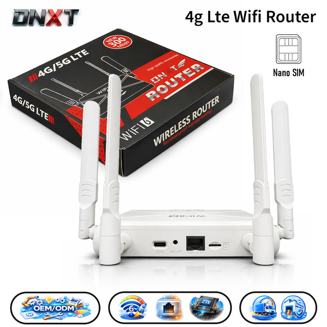 DNXT Wifi 6 Router WiFi6 300Mbps 4g Wifi Router with Sim WAN/LAN 4g Router Sim Card AP Mode Type-C Rooter a Sim Wifi Work Use