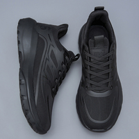 Chaussures de course en cuir PU noir pour hommes, imperméables, antidérapantes, baskets athlétiques, chaussures de sport décontractées pour l'extérieur, chaussures de marche