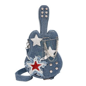 여성용 핸드백을 위한 크라우드소스 디자인 새로운 창의적인 기타 크로스바디 백 스파이시 걸 힙합 스타일 별무늬 숄더백 - Product Image 5