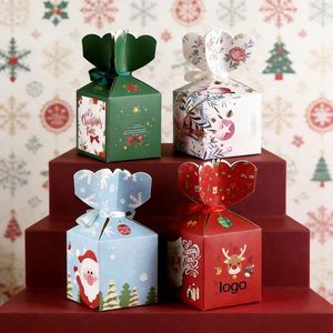 Caja de Regalo Navideña de Papel Rojo con Lazo, Diseño Personalizable Directo de Fábrica, Ideal para Empacar Dulces y Golosinas Navideñas - Product Image 2