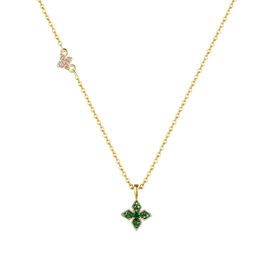 LUOTEEMI, collar con colgante de Zirconia cúbica Multicolor de cuatro hojas, diseño Floral de moda, Material de latón para ropa de fiesta de mujer - Product Image 4