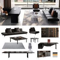 Ensemble de canapés modulaires de luxe pour PDG - Canapé en cuir moderne de haute qualité, cadre en bois massif écologique, salon, bureau à domicile