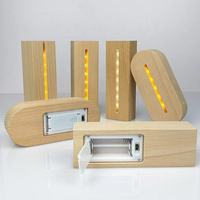 Présentoir de 5.9 pouces à piles AAA avec base en bois et LED pour lampe de nuit en acrylique personnalisée, art en résine et verre, bricolage pour la chambre