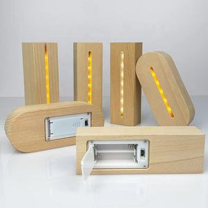 AAA alimentato a batteria 5.9 pollici caldo espositore in legno di Base LED per lampada da notte in acrilico personalizzato in resina vetro arte per uso in camera - Product Image 2