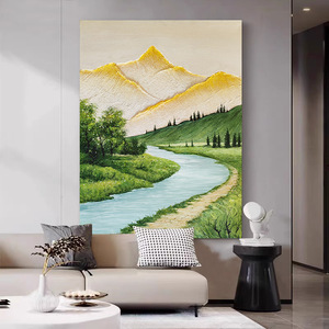 Peinture à l'huile peinte à la main, paysage de montagnes dorées, décoration murale, salon, chambre à coucher, toile, sans cadre, DVCW 526 - Product Image 4