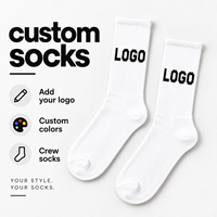 Chaussettes de sport personnalisées avec impression de slogan, chaussettes athlétiques blanches avec lettrage noir, ajoutez votre logo, choisissez les couleurs, tissu tricoté doux