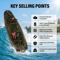 Planche de surf électrique portable en fibre de carbone haute résistance, étanche, certifiée CE, batterie 72V, 50-55 km/h, pour la pratique du surf en haute mer
