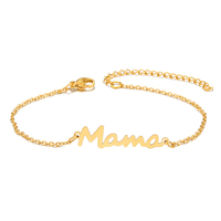 Bracelet Mama en or 18 carats imperméable, minimaliste, délicat, en or et argent, avec chaîne à maillons, lettres Mama, cadeau pour la fête des mères