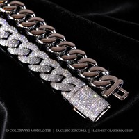 Nouveau Collier Chaîne Cubaine Personnalisé pour Homme 13mm Plaqué Or Laiton Zircon Sertis de Pierres