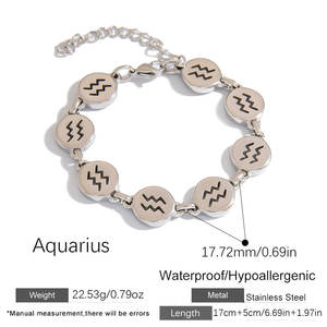 Pulsera y Brazaletes de Moda para Mujer en Acero Inoxidable 316L de Lujo Personalizados, Pulsera del Zodiaco para Mujer - Product Image 6